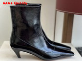 Stella Spur Heeled Ankle Boots in Black Leather Replica