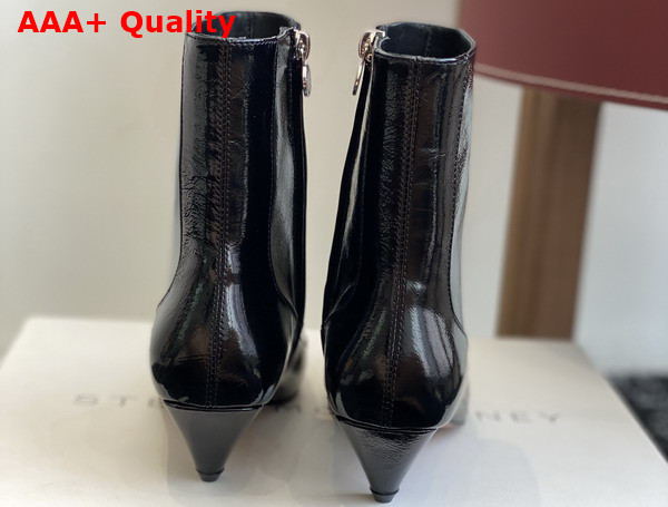 Stella Spur Heeled Ankle Boots in Black Leather Replica