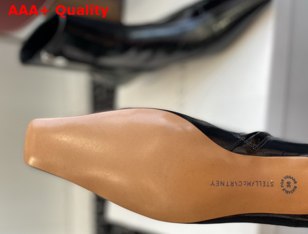 Stella Spur Heeled Ankle Boots in Black Leather Replica