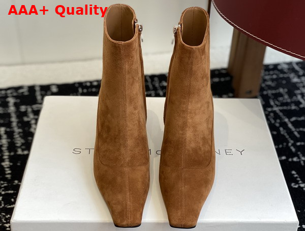 Stella Spur Heeled Ankle Boots in Pecan Vegan Suede Replica