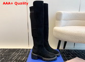 Stuart Weitzman 5050 Soho Boot in Black Suede and Fabric Replica