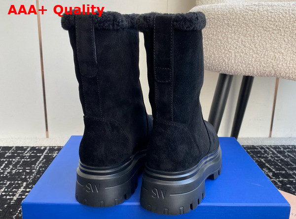 Stuart Weitzman Bedford Chill Moto Bootie in Black Suede Leather Replica