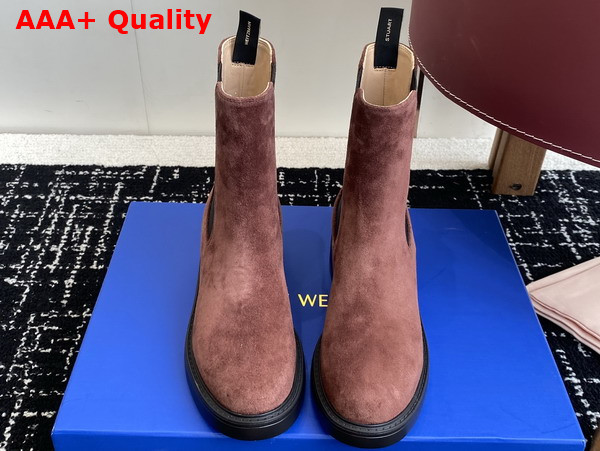 Stuart Weitzman Celia Chelsea Bootie in Brown Suede Replica