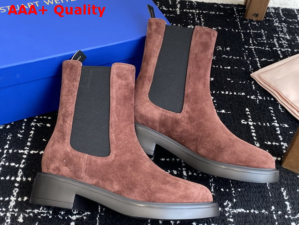 Stuart Weitzman Celia Chelsea Bootie in Brown Suede Replica