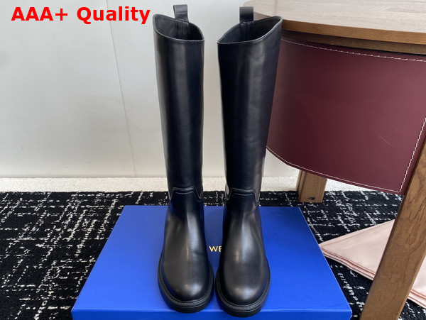 Stuart Weitzman Celia Riding Boot in Black Smooth Leather Replica