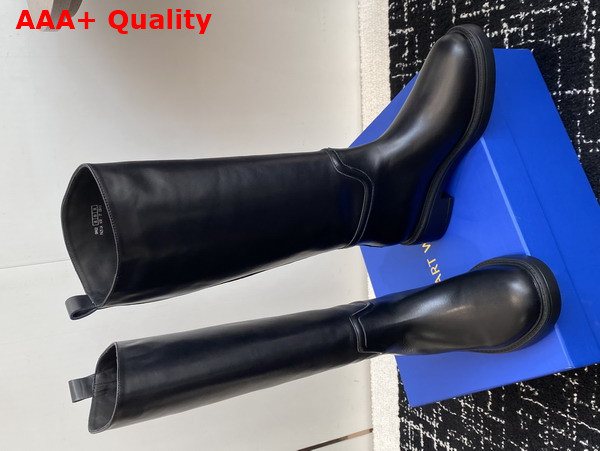 Stuart Weitzman Celia Riding Boot in Black Smooth Leather Replica