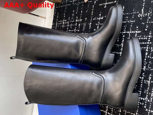 Stuart Weitzman Celia Riding Boot in Black Smooth Leather Replica