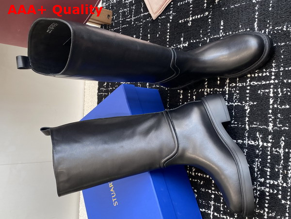 Stuart Weitzman Celia Riding Boot in Black Smooth Leather Replica