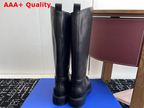 Stuart Weitzman Celia Riding Boot in Black Smooth Leather Replica