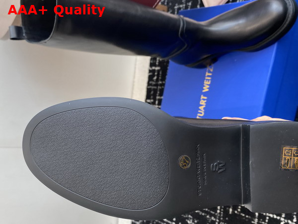 Stuart Weitzman Celia Riding Boot in Black Smooth Leather Replica