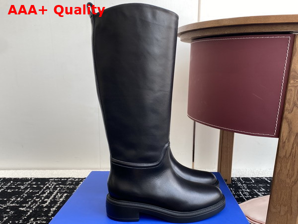 Stuart Weitzman Celia Riding Boot in Black Smooth Leather Replica