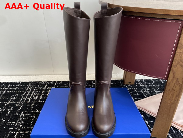 Stuart Weitzman Celia Riding Boot in Dark Brown Smooth Leather Replica