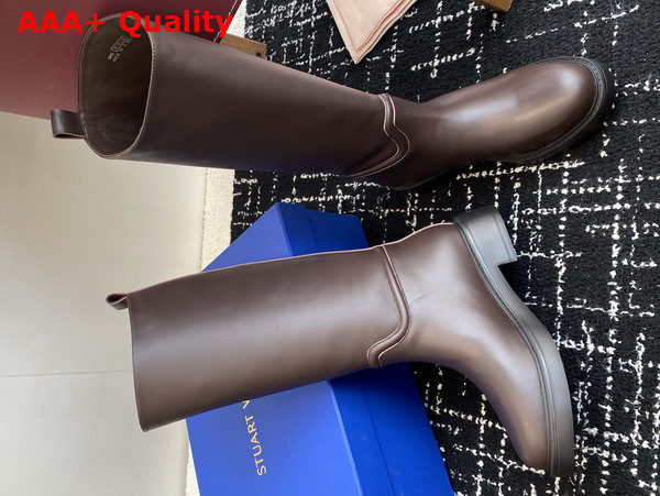 Stuart Weitzman Celia Riding Boot in Dark Brown Smooth Leather Replica