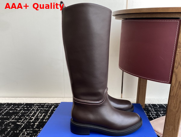 Stuart Weitzman Celia Riding Boot in Dark Brown Smooth Leather Replica