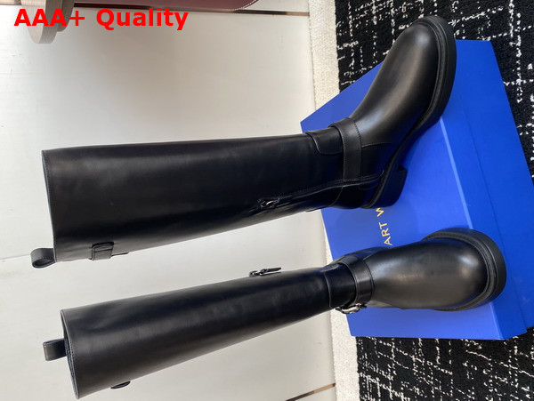 Stuart Weitzman Chrystie Boot in Black Smooth Leather Replica