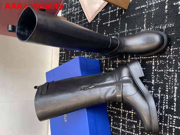 Stuart Weitzman Chrystie Boot in Black Smooth Leather Replica