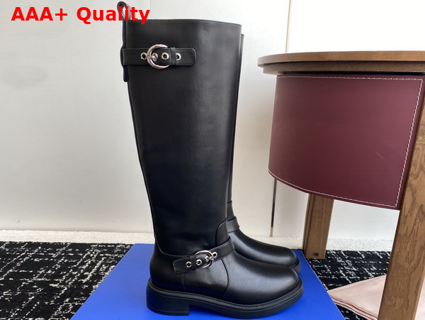 Stuart Weitzman Chrystie Boot in Black Smooth Leather Replica