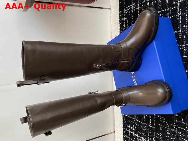 Stuart Weitzman Chrystie Boot in Dark Brown Smooth Leather Replica