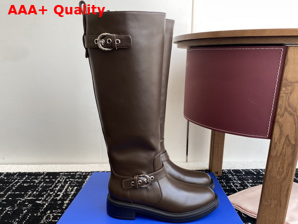 Stuart Weitzman Chrystie Boot in Dark Brown Smooth Leather Replica