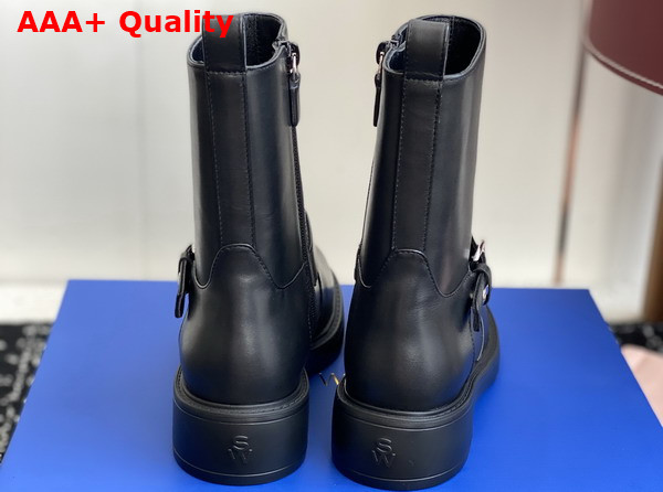 Stuart Weitzman Chrystie Zip Bootie in Black Smooth Leather Replica