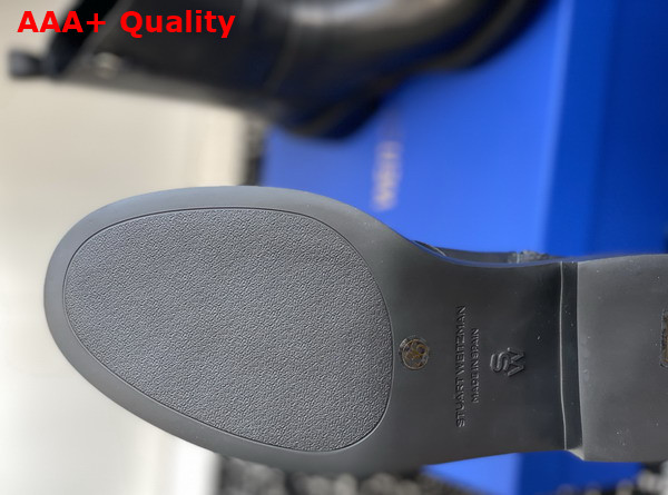 Stuart Weitzman Chrystie Zip Bootie in Black Smooth Leather Replica