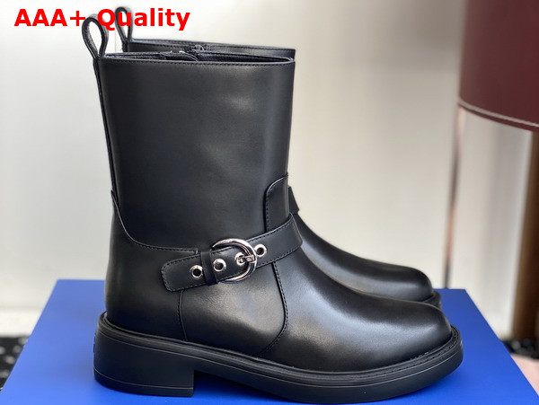 Stuart Weitzman Chrystie Zip Bootie in Black Smooth Leather Replica