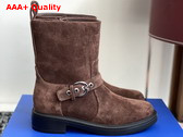 Stuart Weitzman Chrystie Zip Bootie in Brown Suede Leather Replica