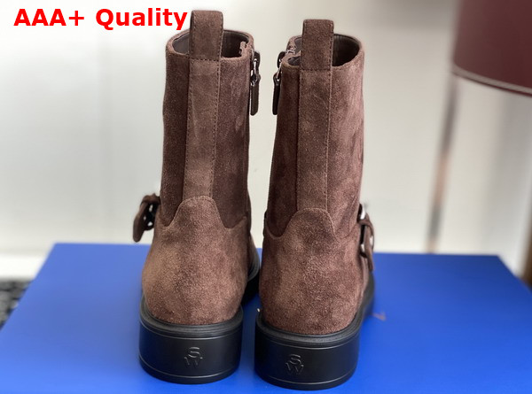 Stuart Weitzman Chrystie Zip Bootie in Brown Suede Leather Replica