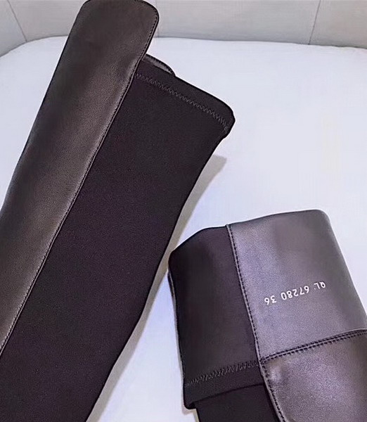Stuart Weitzman Hijack Boot in Black Smooth Calf with Micro Stretch Back Shaft For Sale