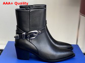 Stuart Weitzman Maven Western Bootie in Black Smooth Leather Replica