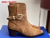 Stuart Weitzman Maven Western Bootie in Tan Suede Leather Replica