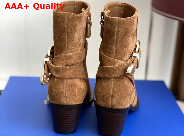 Stuart Weitzman Maven Western Bootie in Tan Suede Leather Replica