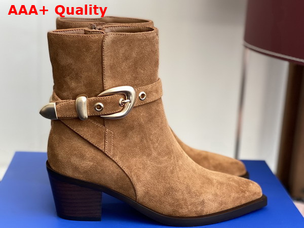 Stuart Weitzman Maven Western Bootie in Tan Suede Leather Replica