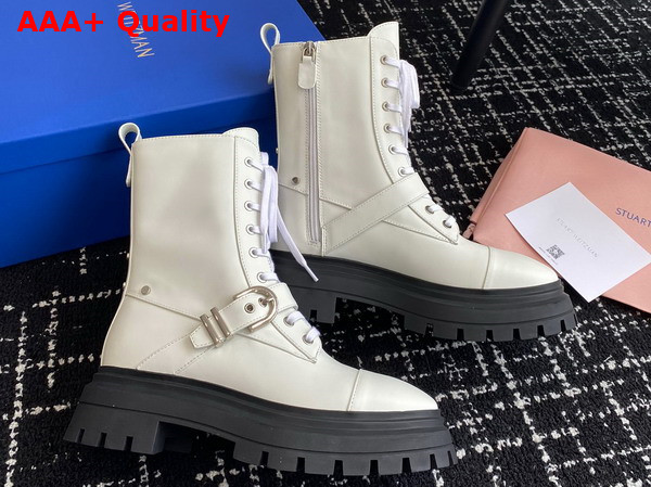 Stuart Weitzman Maverick Bedford Bootie in White Calfskin Replica