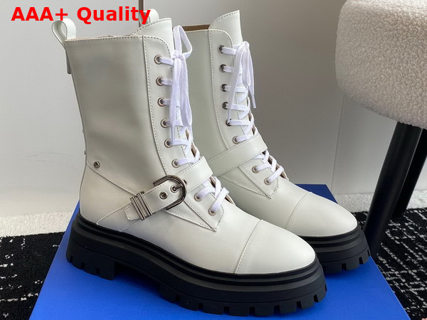 Stuart Weitzman Maverick Bedford Bootie in White Calfskin Replica