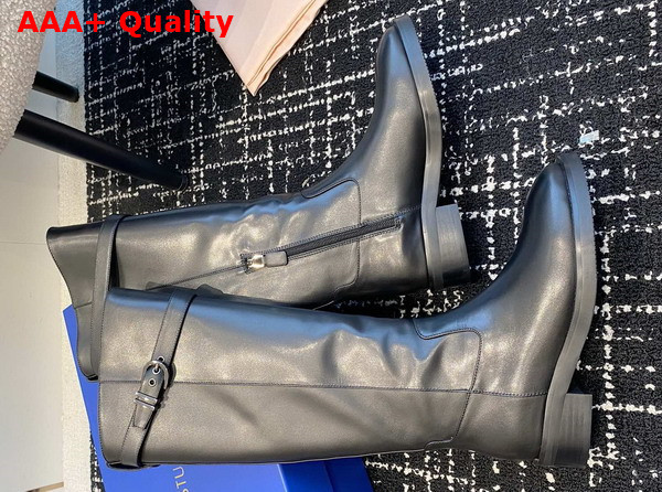Stuart Weitzman Maverick Knee High Boot in Black Calfskin Leather Replica