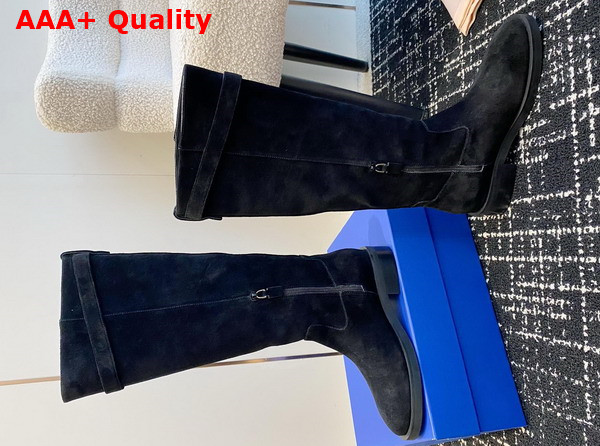 Stuart Weitzman Maverick Knee High Boot in Black Suede Leather Replica