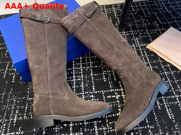 Stuart Weitzman Maverick Knee High Boot in Dark Brown Suede Leather Replica
