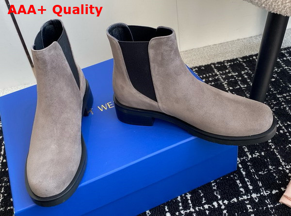 Stuart Weitzman Mercer Bold Chelsea Bootie in Grey Suede Leather Replica