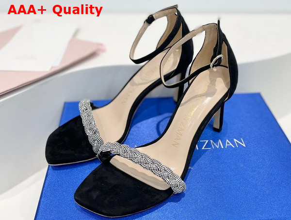 Stuart Weitzman Nudistcurve 75 Highshine Sandal in Black Suede Leather Replica