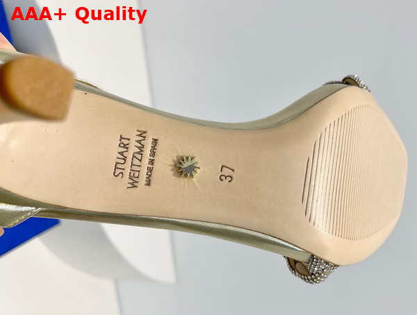 Stuart Weitzman Nudistcurve 75 Highshine Sandal in Light Gold Lambskin Replica