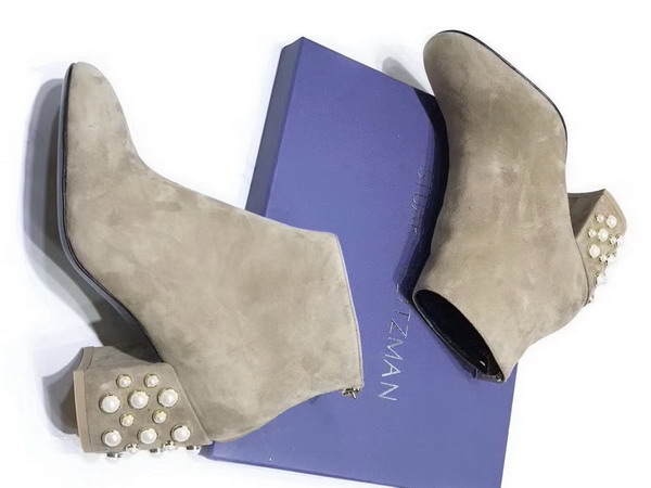 Stuart Weitzman Pearlbacari Bootie in Beige Suede For Sale