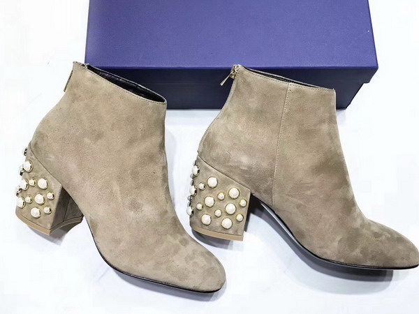 Stuart Weitzman Pearlbacari Bootie in Beige Suede For Sale