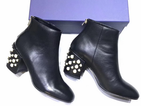Stuart Weitzman Pearlbacari Bootie in Black Calf Leather For Sale