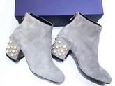 Stuart Weitzman Pearlbacari Bootie in Light Grey Suede For Sale