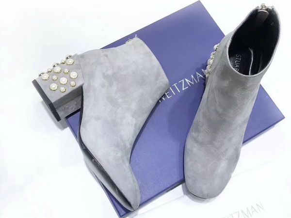 Stuart Weitzman Pearlbacari Bootie in Light Grey Suede For Sale