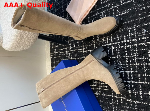 Stuart Weitzman Soho Knee High Boot in Beige Suede Leather Replica