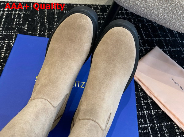 Stuart Weitzman Soho Knee High Boot in Beige Suede Leather Replica