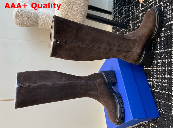 Stuart Weitzman Soho Knee High Boot in Dark Brown Suede Leather Replica
