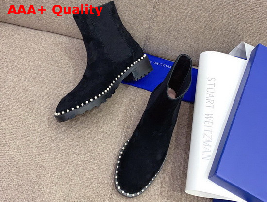 Stuart Weitzman The Cline Bootie in Black Suede Leather Replica